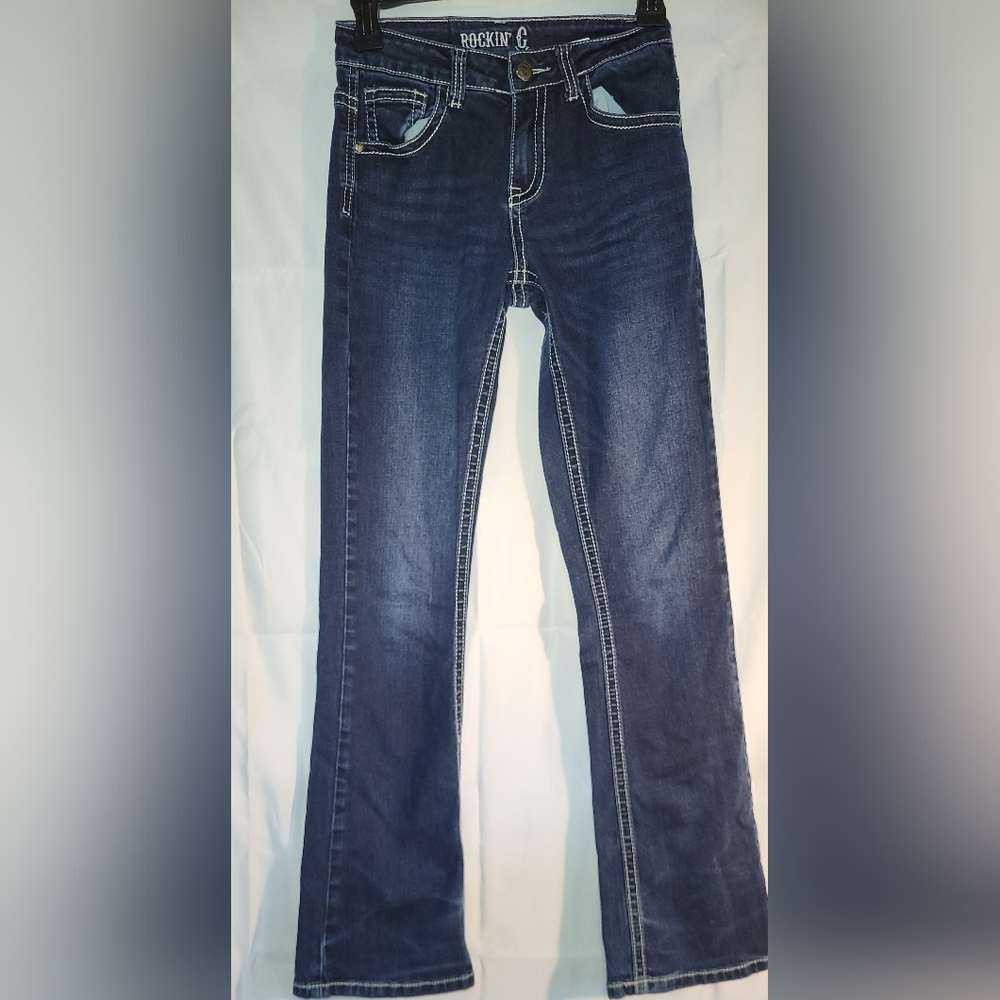 Rockin'G Girls Denim Western Jeans Size 16